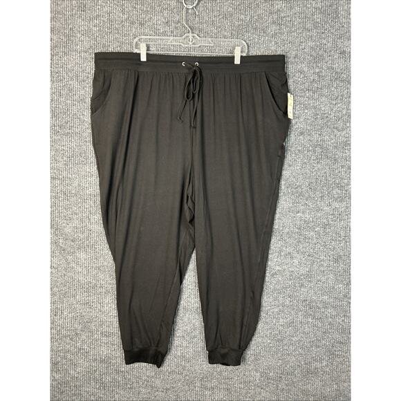 Terra & Sky Womens Sueded Jogger Pants Size 3X Black Pull On Lounge Pockets New - Picture 1 of 10